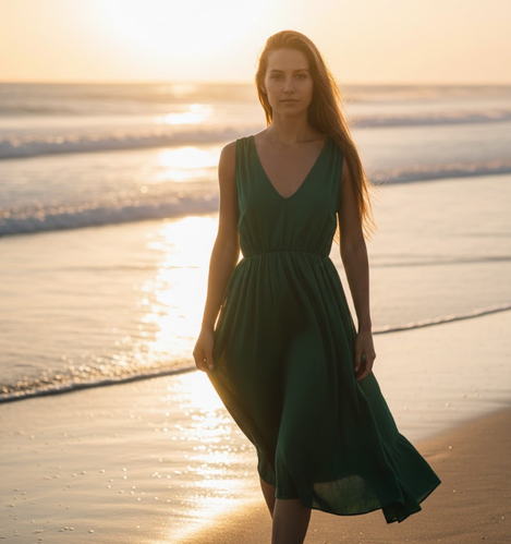 Portrait of a Woman Walking Barefoot