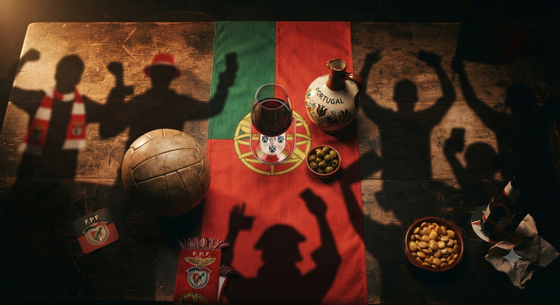 Portuguese Flag Wine Football on Table