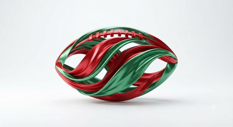 Red and Green Ribbon Football Swirl