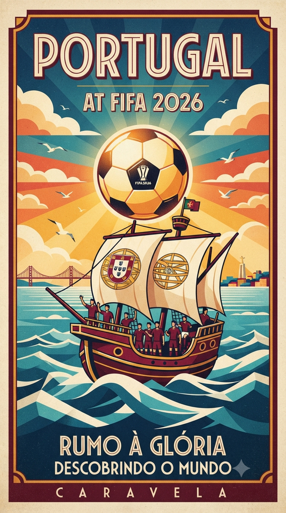 Vintage Poster Portugal Fifa 2026 Caravel