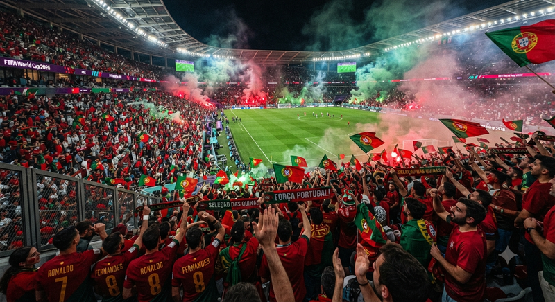Portuguese Fans in Red and Green Kits