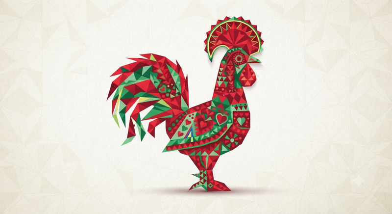 Geometric Red Green Galo De Barcelos Mosaic