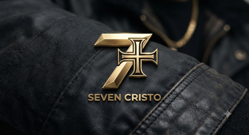 Gold Metallic Seven Logo with Cross