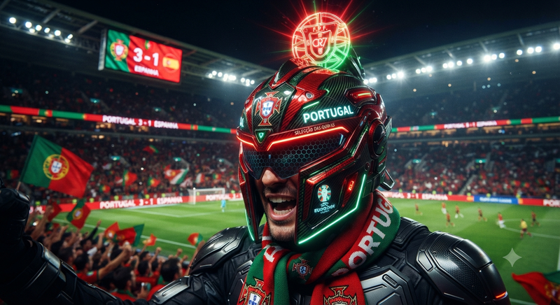 Futuristic Portuguese Fan Helmet Cyberpunk