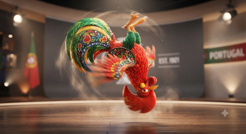 Stylized Portuguese Rooster Backflip