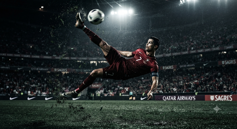 Portuguese Player Bicycle Kick with Particles