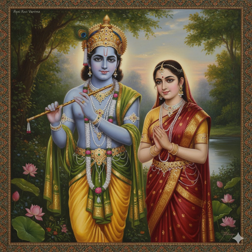 Radha Krishna Classical Oil Painting