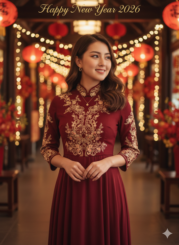 showing a rich maroon embroidered long dress (maxi-style) girl