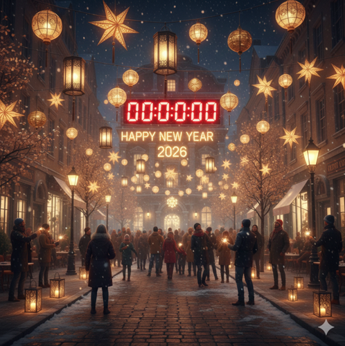 Snowy City Street NYE 2026