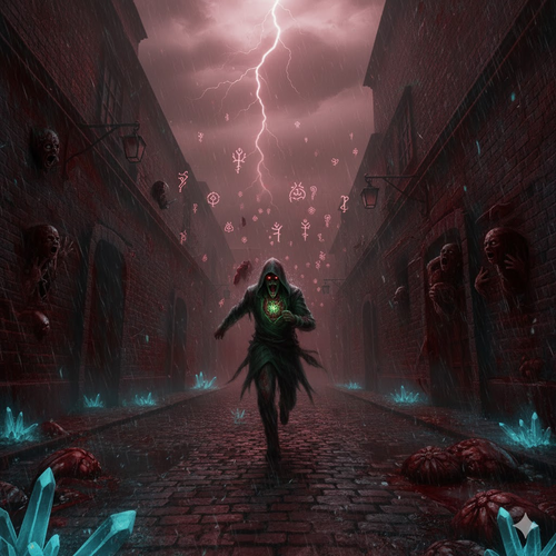 Spirit running through foggy streets