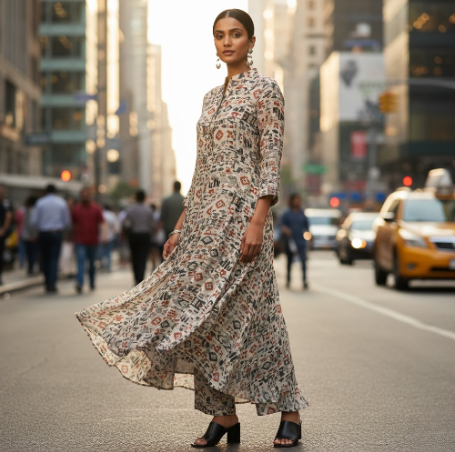 Stylish woman in Indo-western Kurti