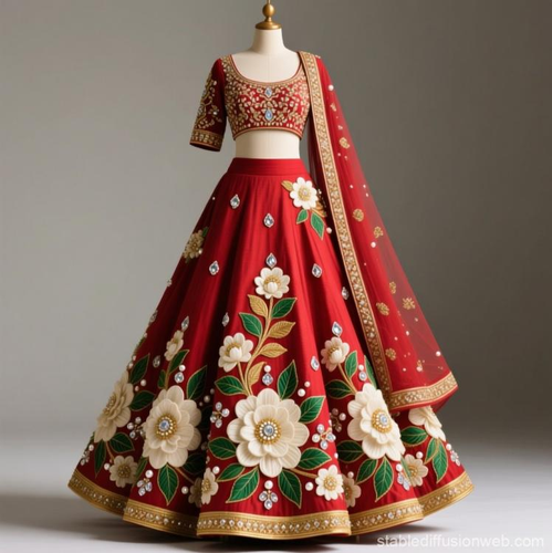 Woman in lehenga with festive jewelry