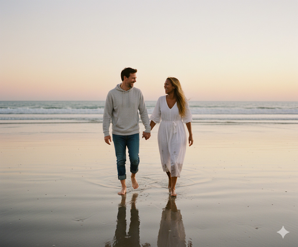 sunset beach walk gemini ai