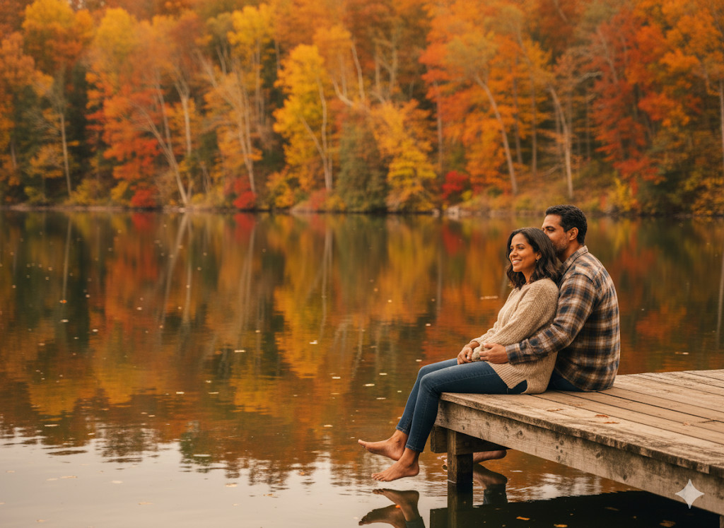 autumn lake reflection gemini ai