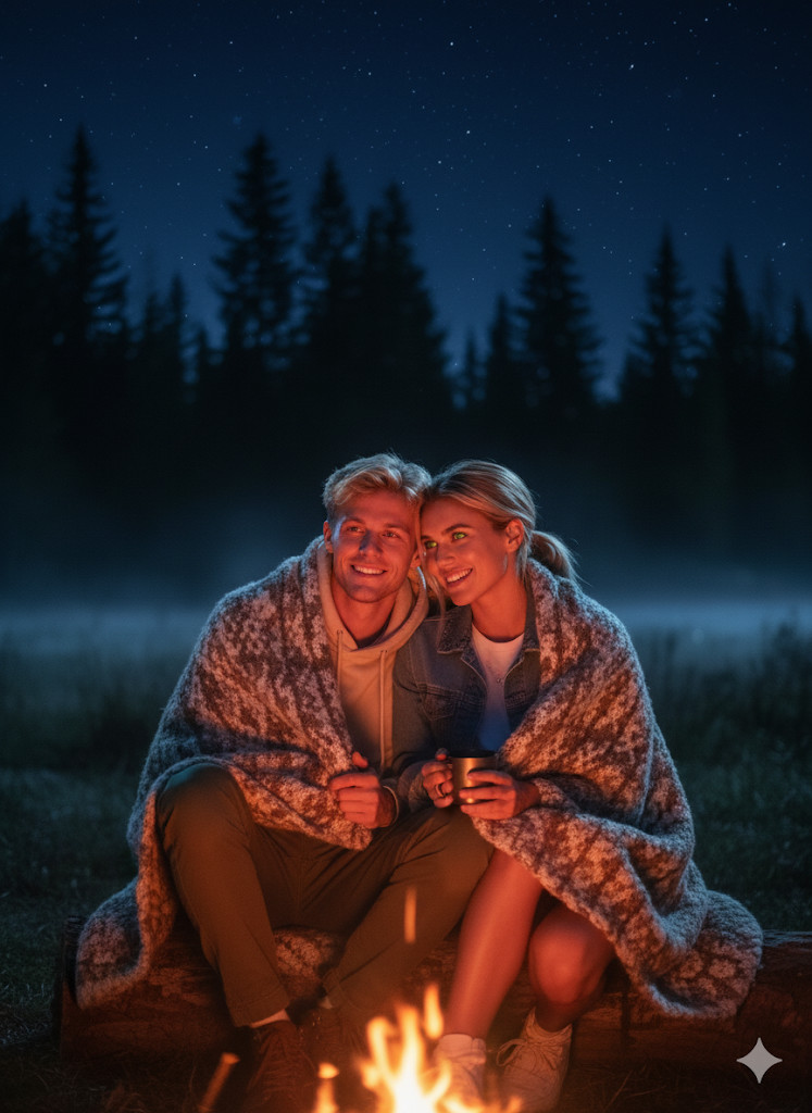 mountain campfire night gemini ai