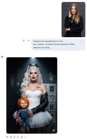 Ai Chucky Puppe steht in dunklem Flur