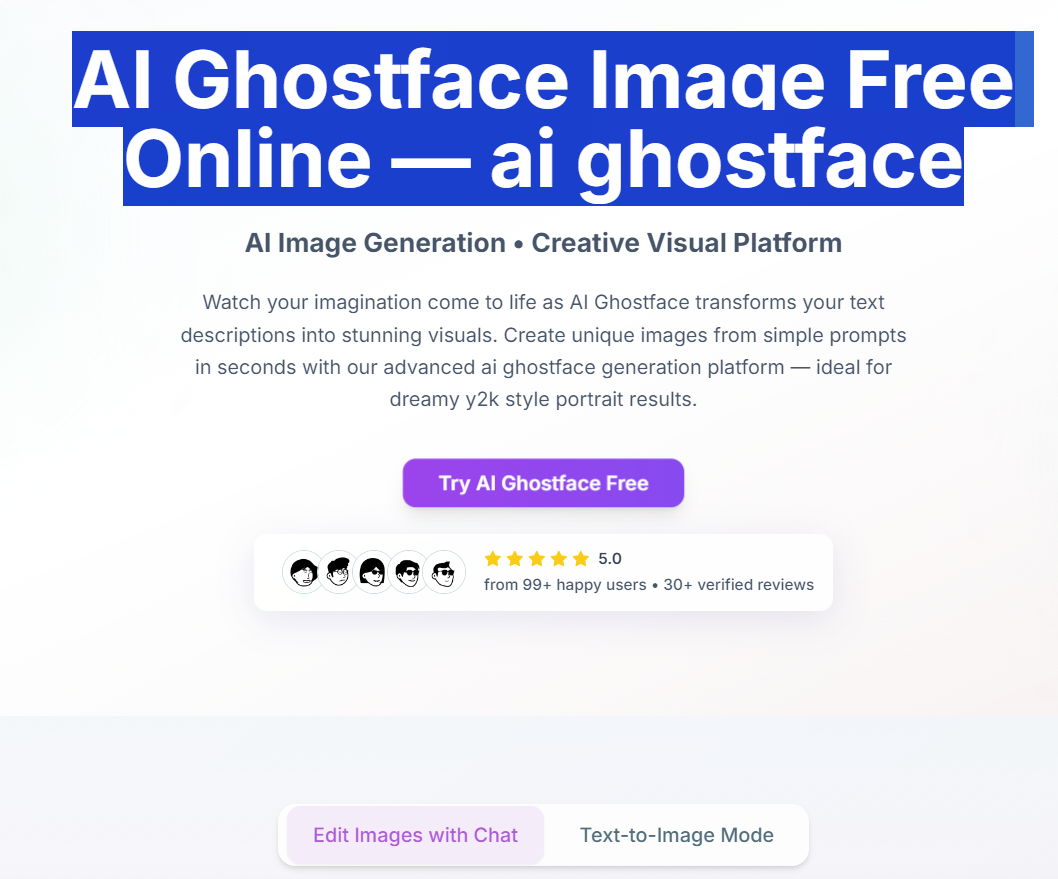 AI Ghostface app login screen