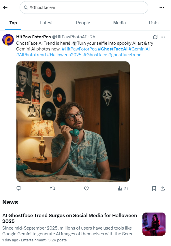 AI Ghostface Generator trends Social media 