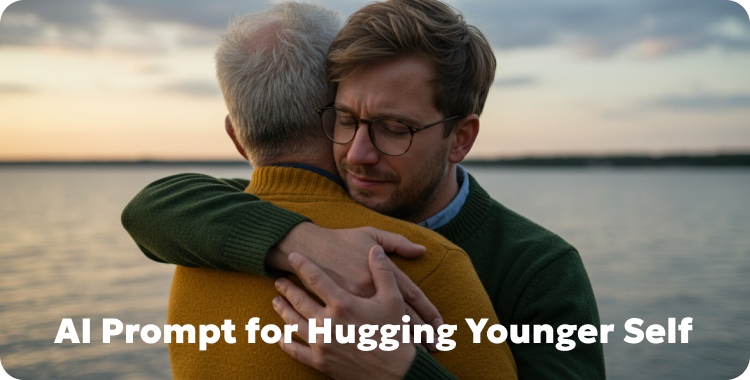 ai prompt for hugging younger self