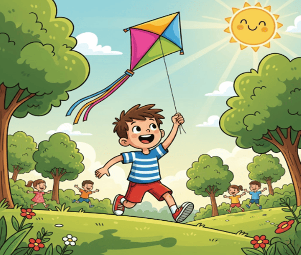 flying a kite in a sunny park