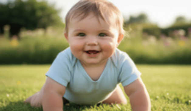 kids crawling on grass