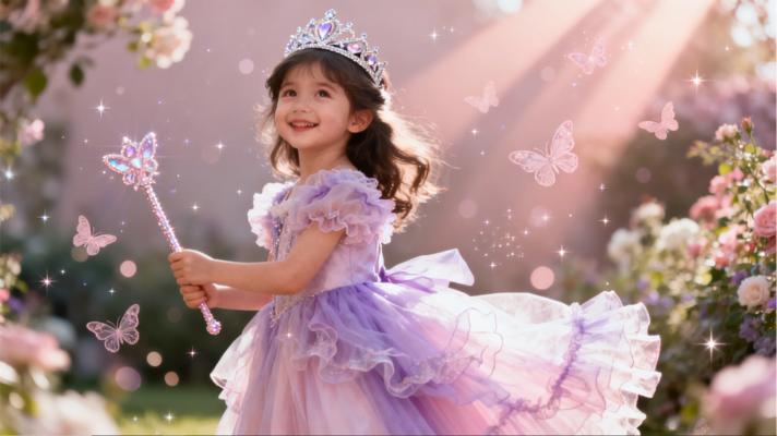 Little girl wearing a princess costume