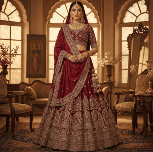 traditional deep red lehenga