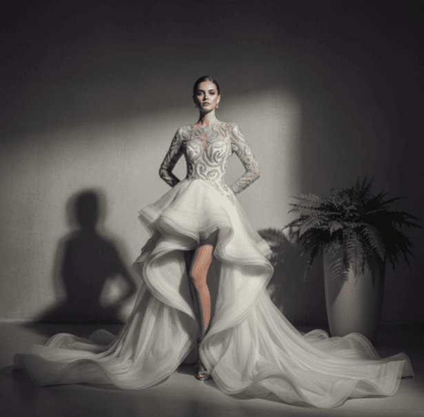 asymmetrical designer gown