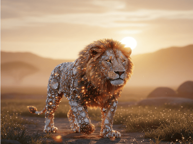 majestic sunrise diamond lion