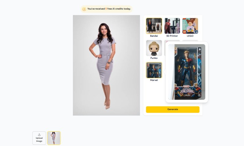 Step 3: Generate Your Figure
Click to start the AI process. The tool will instantly transform your photo into a 3D action figure.