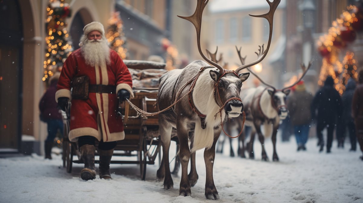 christmas santa claus ai with deer