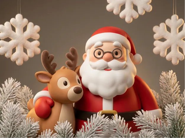 cute christmas santa claus ai with deer