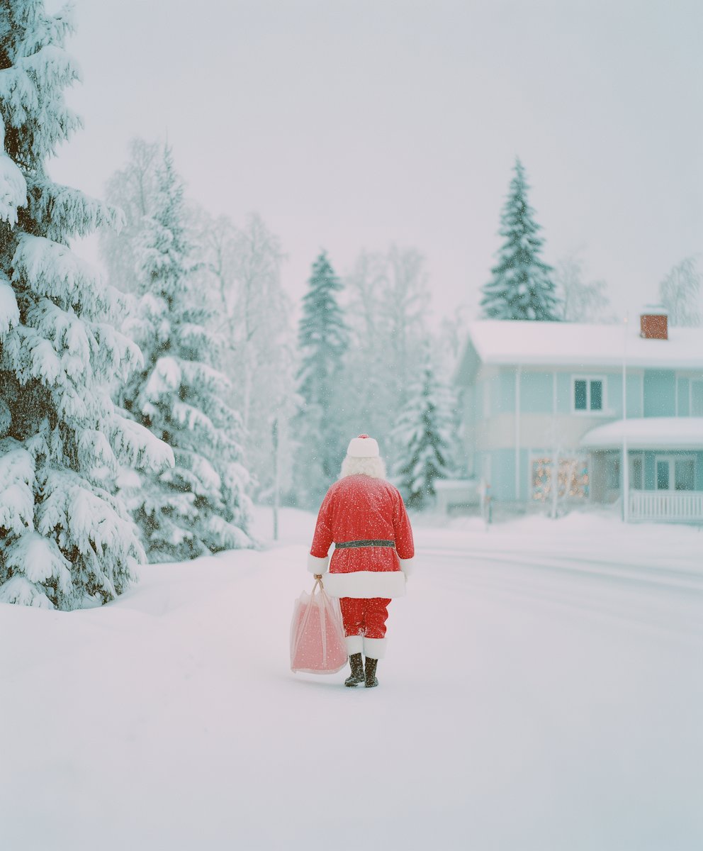 christmas santa claus ai in the snowy day