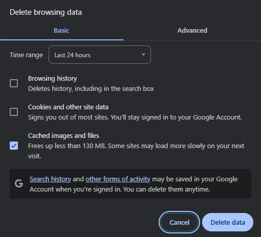  Cache Purge or Full Reset

