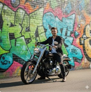 colorful wall bike pose