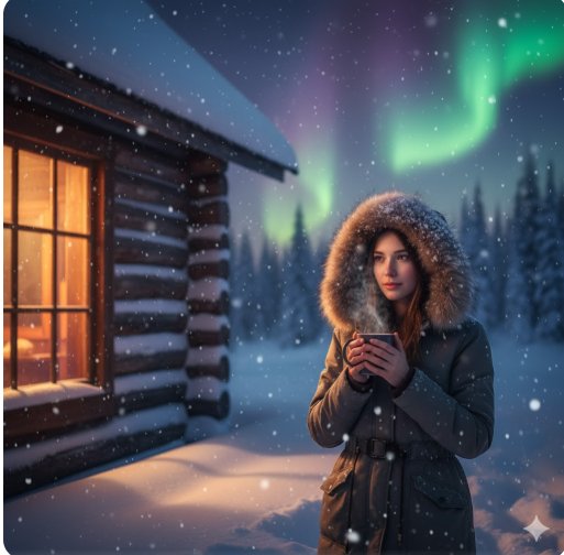 cozy cabin winter portrait