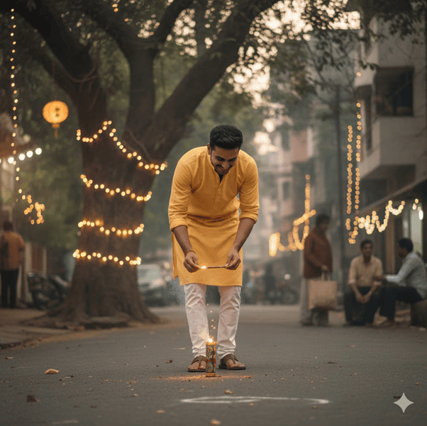 lighting a sparkler man