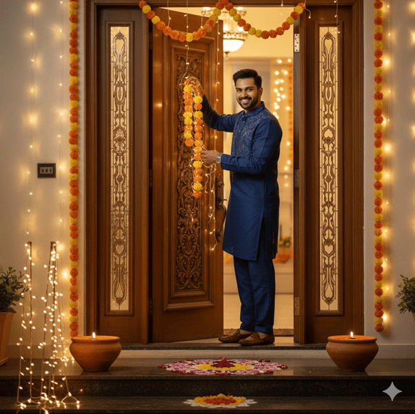 beautifully adorned wooden door