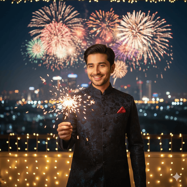 boy holding a sparkler
