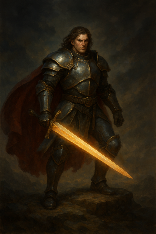 A man paladin with shining armor