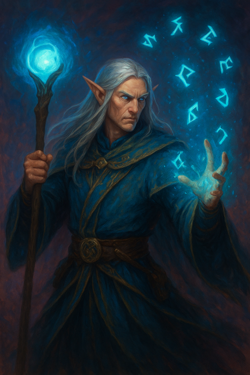 A wizard with long silver hair