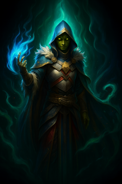 A vampire warlock with glowing eyes