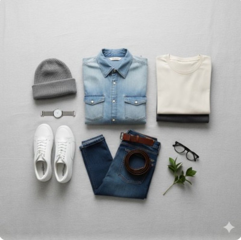 flat lay clothing display