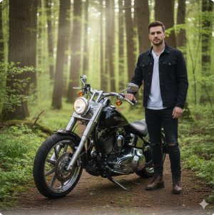 forest trail bike pose