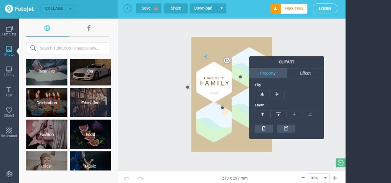 Fotojet shuffles like pinterest