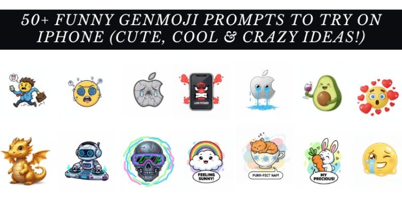  Funny Genmoji banner showing various AI-generated emojis