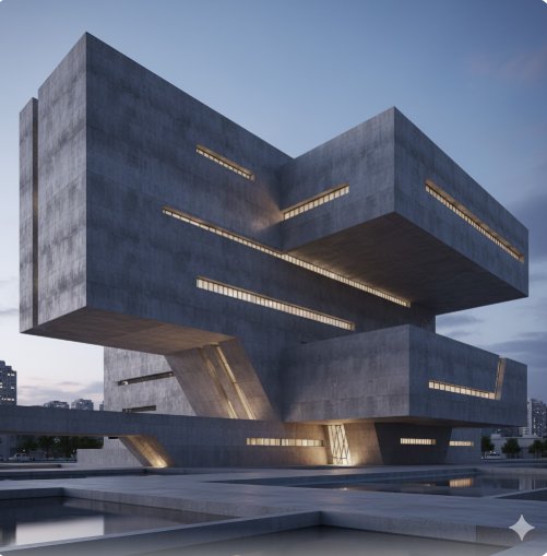 futuristic brutalist museum