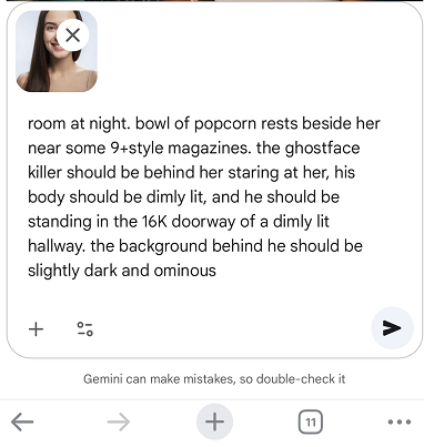 Google Gemini text and image prompt result