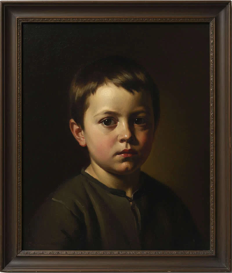 gemini oil painting little boy