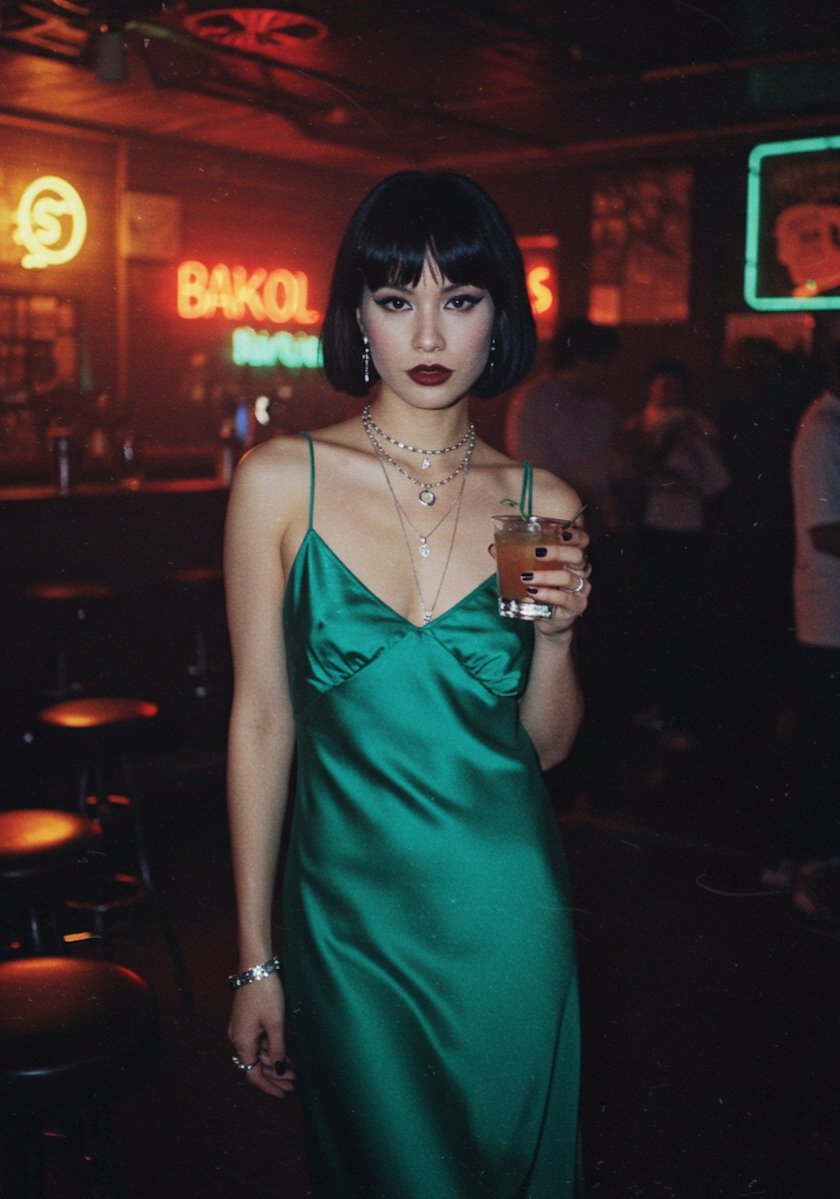 hot girl with green dress
